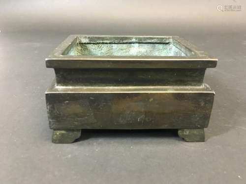 A BRONZE SQUARE CENSER