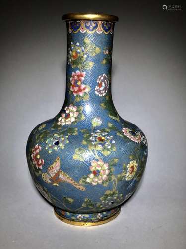 A BRONZE CLOISONNE FLORAL VASE