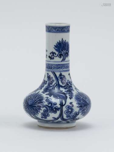 A BLUE AND WHITE BOTTLE VASE, KANGXI MARK