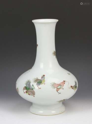 A FAMILLE ROSE VASE, QIANLONG MARK