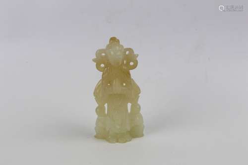 A WHITE JADE FIGURE