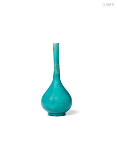 Kangxi A TURQUOISE-GLAZED STICK NECK VASE