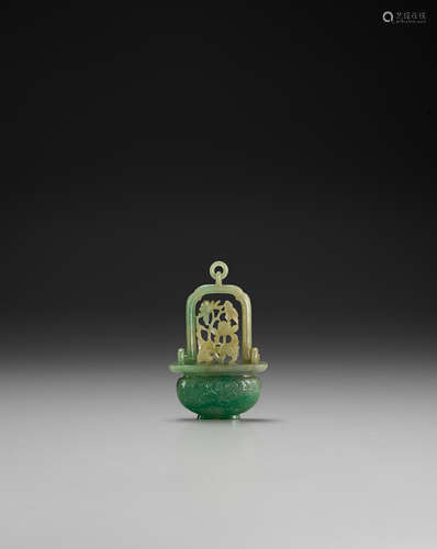 Late Qing dynasty/Republic period A jadeite hanging flower basket