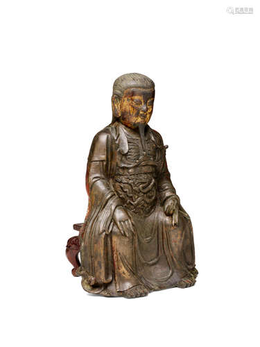 Ming dynasty A GILT-LACQUERED BRONZE FIGURE OF ZHENWU