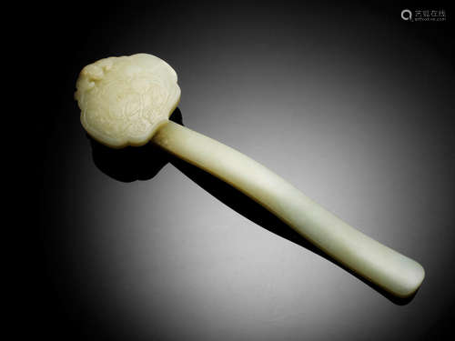 Late Qing dynasty A PALE GREEN JADE RUYI SCEPTER