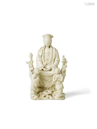 18th century A DEHUA GUANYIN AND ATTENDANTS GROUP