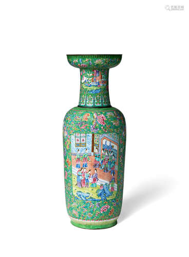 19th century A LARGE CANTON ENAMEL VASE