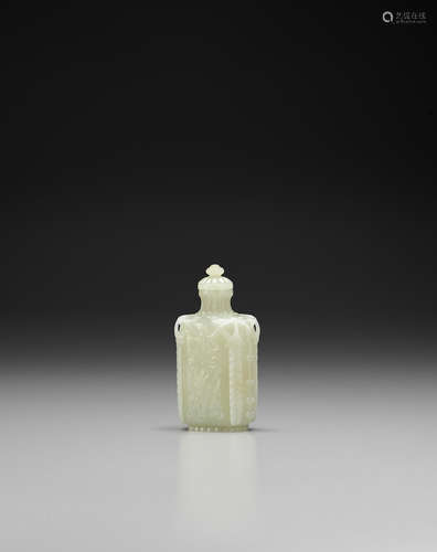 A Mughal-style white jade snuff bottle