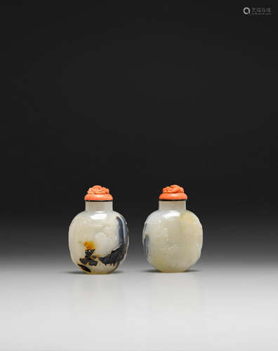 Suzhou School, 1825 A SHADOW AGATE SNUFF BOTTLE