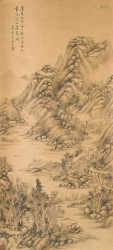 Landscape after Wang Shimin, 1843 Li Xiuyi (1811-1889)