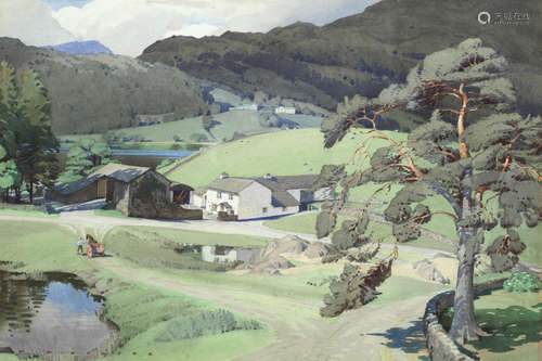 A hillside farm bathed in sunlight  William Heaton Cooper(British, 1903-1995)