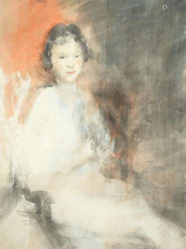 'Priscilla' with another preparatory sketch for a portrait, verso  Ambrose McEvoy(British, 1878-1927)
