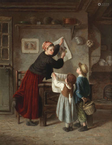 Helping mother  Paul Seignac(French, 1826-1904)