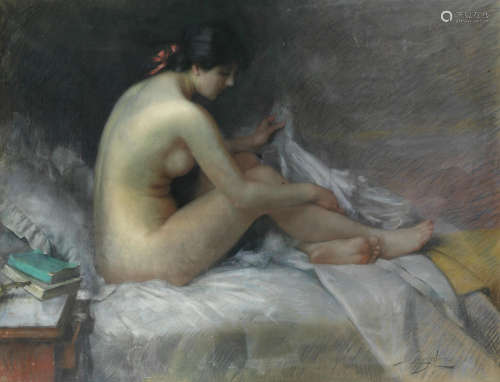 Nude on a bed Delphin Enjolras(French, 1857-1945)
