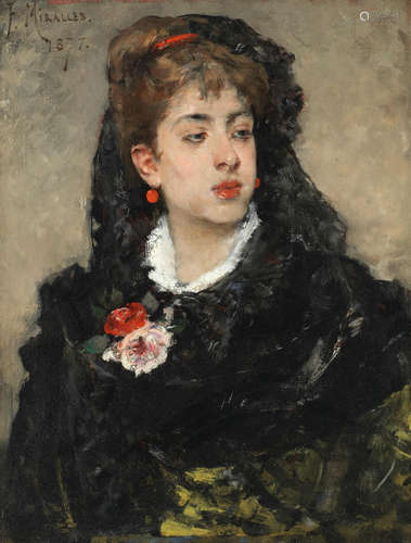 Portrait of a Spanish beauty Francisco Miralles y Galup(Spanish, 1848-1901)