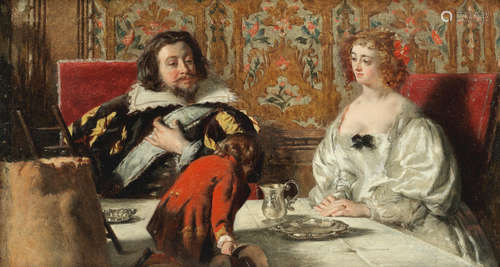 Hudson entertaining Charles I and Henrietta Maria  Augustus Leopold Egg(British, 1816-1863)