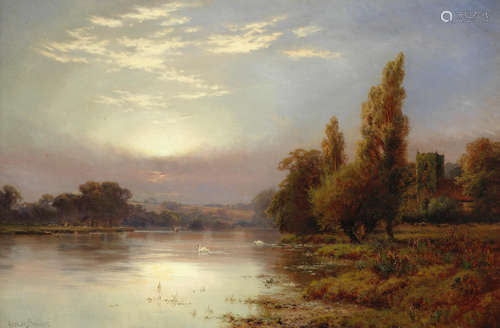 Wargrave at sunrise Alfred de Bréanski, Snr(British, 1852-1928)