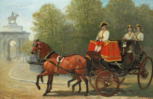 Returning from Her Majesty's drawing-room, Hyde Park Corner  Alfred Corbould(British, active 1831-1875)