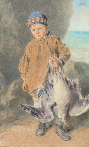 A young fisher boy William Henry Hunt, OWS(British, 1790-1864)