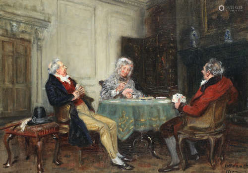 The card players Frank Moss Bennett(British, 1874-1952)