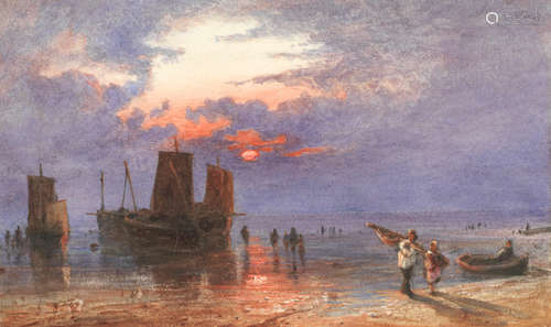 'Sunset on Brighton Sands' Samuel Thomas George Evans(British, 1829-1904)