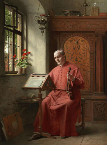 Violin practice Ture Nikolaus Cederstrom(Swedish, 1843-1924)