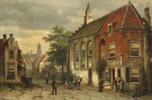 Street scene in a Dutch town  Willem Koekkoek(Dutch, 1839-1895)