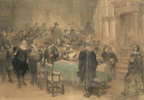 Adriaan Pauw and Albert Jochimi being received by the British Parliament as special envoys for the Netherlands Charles Rochussen(Dutch, 1814-1894)