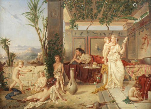 Scene familiale a Pompei Auguste Coomans(Belgian, 1855-1896)