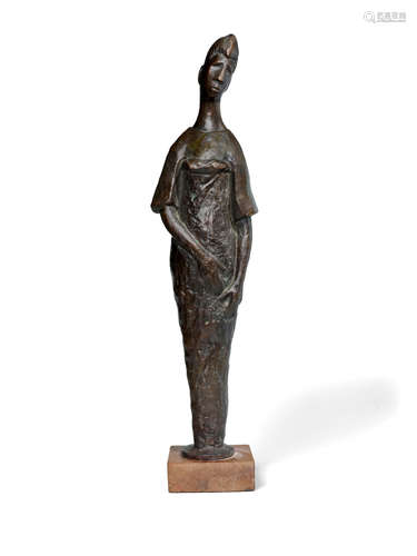 Standing woman 69 x 17.5 x 12cm (27 3/16 x 6 7/8 x 4 3/4in) excluding base. Benedict Chukwukadibia Enwonwu M.B.E(Nigerian, 1917-1994)