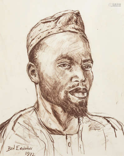 Portrait of a Hausa man Benedict Chukwukadibia Enwonwu M.B.E(Nigerian, 1917-1994)