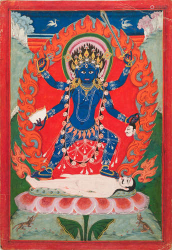 NEPAL, 18TH CENTURY FOUR PATAS OF DAKINIS AND MAHAKALA