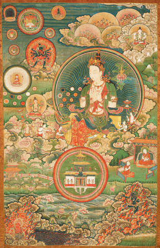 TIBET, 18TH CENTURY  A THANGKA OF MAITREYA