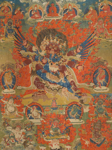 TIBET, 19TH CENTURY  A THANGKA OF HAYAGRIVA