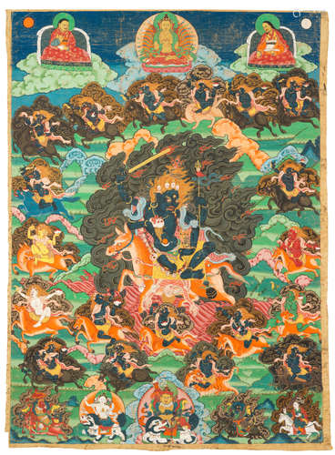 TIBET OR MONGOLIA, 19TH CENTURY A THANGKA OF PALDEN LHAMO