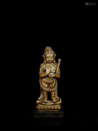 TIBET, 14TH CENTURY A COPPER ALLOY FIGURE OF MAHAKALA PANJARANATA