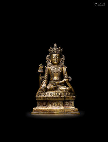 TIBET, CIRCA 15TH CENTURY A COPPER ALLOY FIGURE OF TONPA SHENRAP