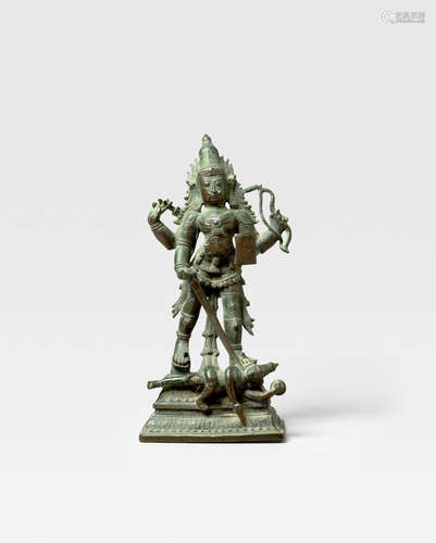 SOUTH INDIA, TAMIL NADU, VIJAYANAGARA PERIOD, CIRCA 1550  A COPPER ALLOY FIGURE OF SHIVA BHAIRAVA