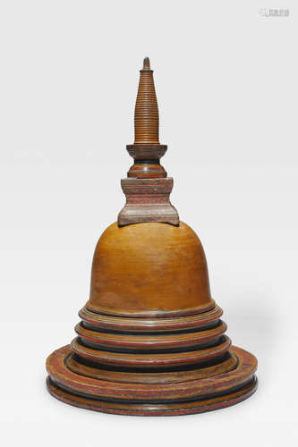 SRI LANKA, KANDYAN PERIOD, 18TH/19TH CENTURY A POLYCHROMED WOOD STUPA­