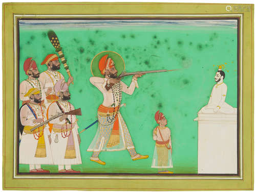 BY TARA (1828-1862), MEWAR, 1855  MAHARANA SARUP SINGH DISPLAYING HIS MARKSMANSHIP