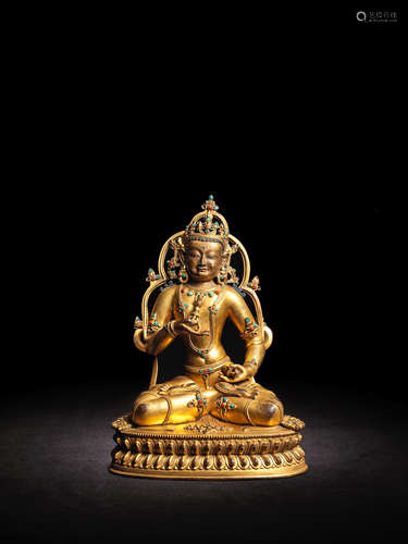 TIBET, 16TH CENTURY A GILT COPPER ALLOY FIGURE OF VAJRASATTVA