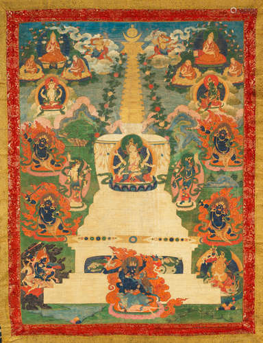 TIBET, 19TH CENTURY A THANGKA OF USHNISHAVIJAYA