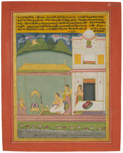 JAIPUR, CIRCA 1750   AN ILLUSTRATION FROM A RAGAMALA SERIES: KAMOD RAGINI