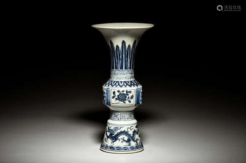 BLUE AND WHITE 'DRAGON' VASE, GU