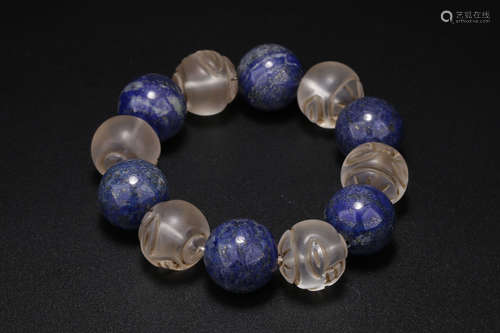 CRYSTAL AND LAPIS LAZULI BEAD BRACELET