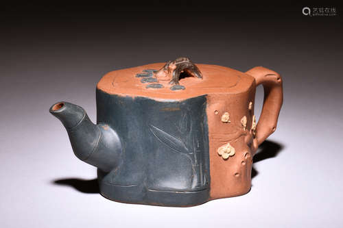 YIXING ZISHA 'PINE BAMBOO PLUM' TEAPOT