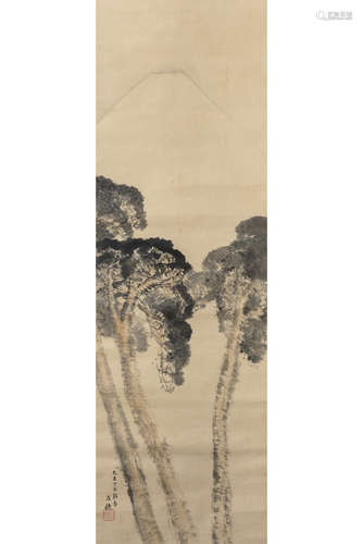 HIRAFUKU HYAKUSUI: INK AND COLOR ON PAPER PAINTING 'LANDSCAPE SCENERY'