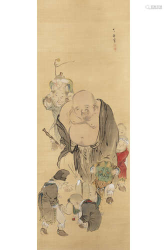 SHIBATA ZESHIN: INK AND COLOR ON SILK PAINTING 'HOTEI'