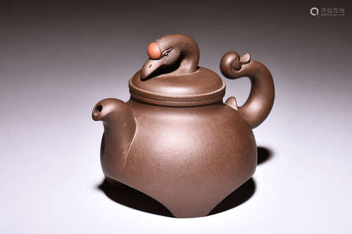 YIXING ZISHA 'SWAN' TEAPOT