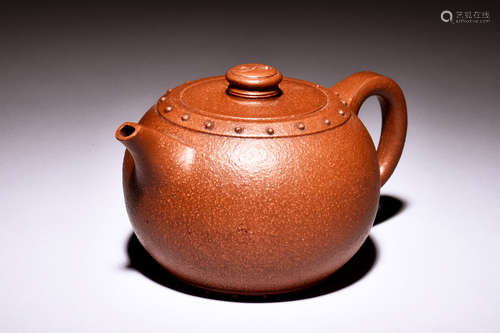 YIXING ZISHA 'DRUM' TEAPOT